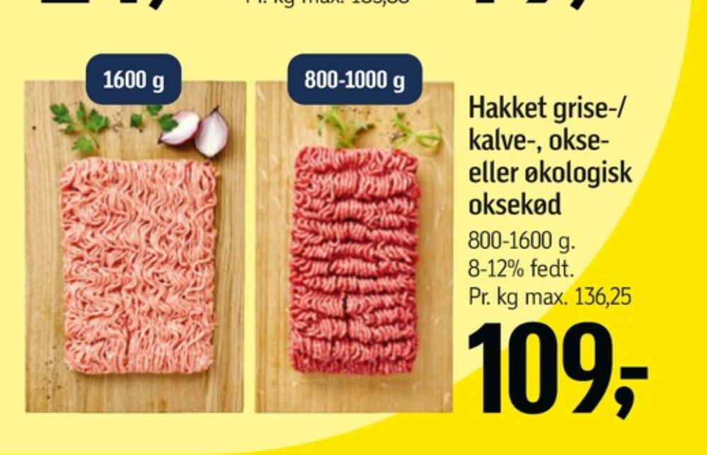 Hakket oksekød 8-12%