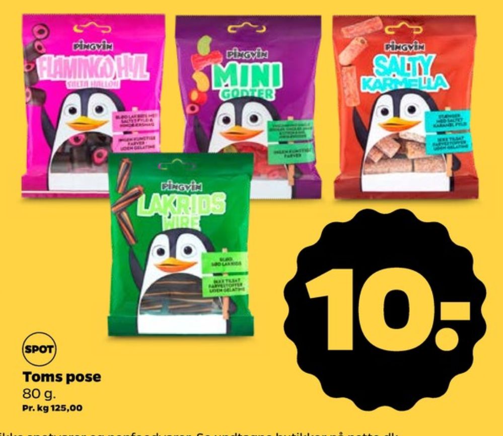 Toms Pingvin Minigodter, Slikposer