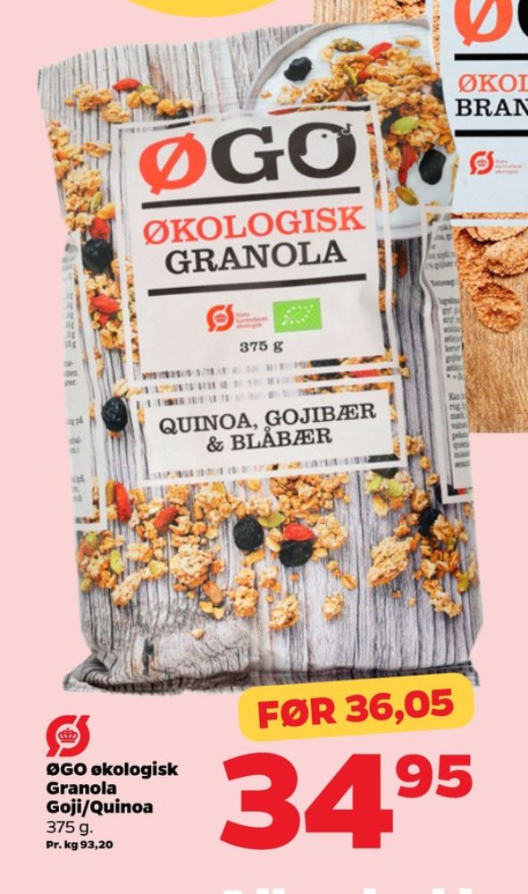 ØGO, Granola Quinoa, gojibær og blåbær