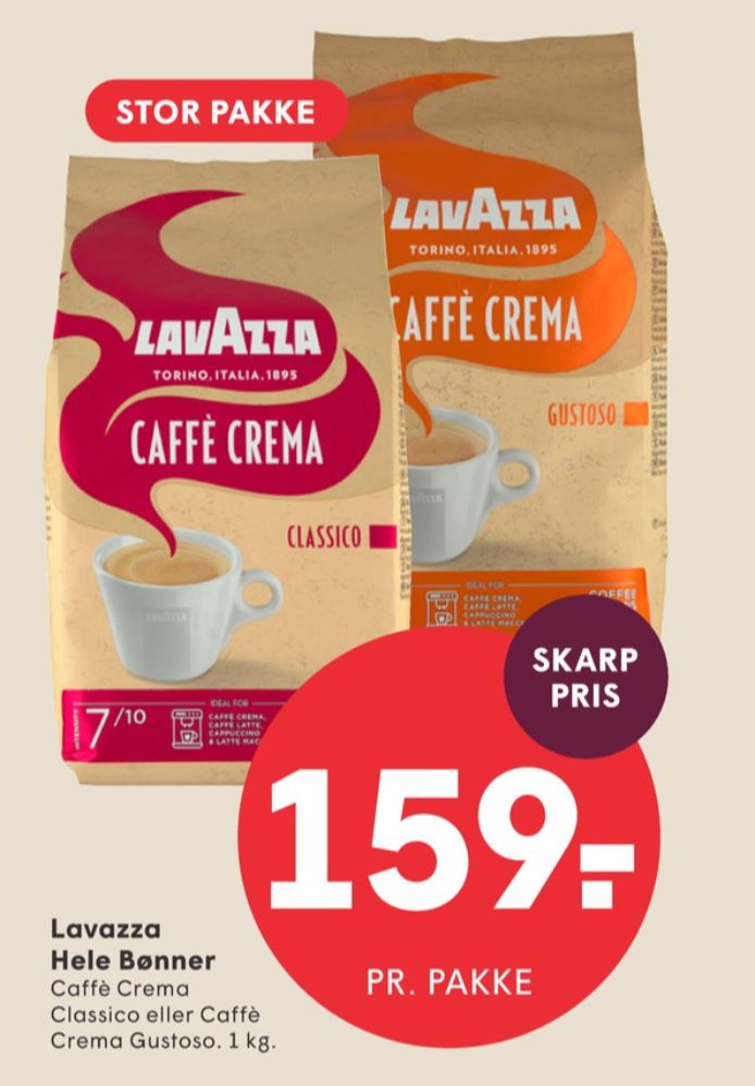 LavAzza Caffe Crema Classico, Kaffebønner