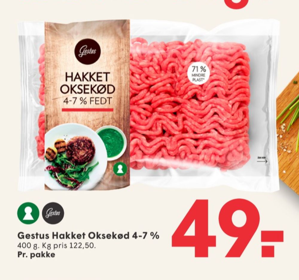 Gestus, Hakket oksekød 4-7%