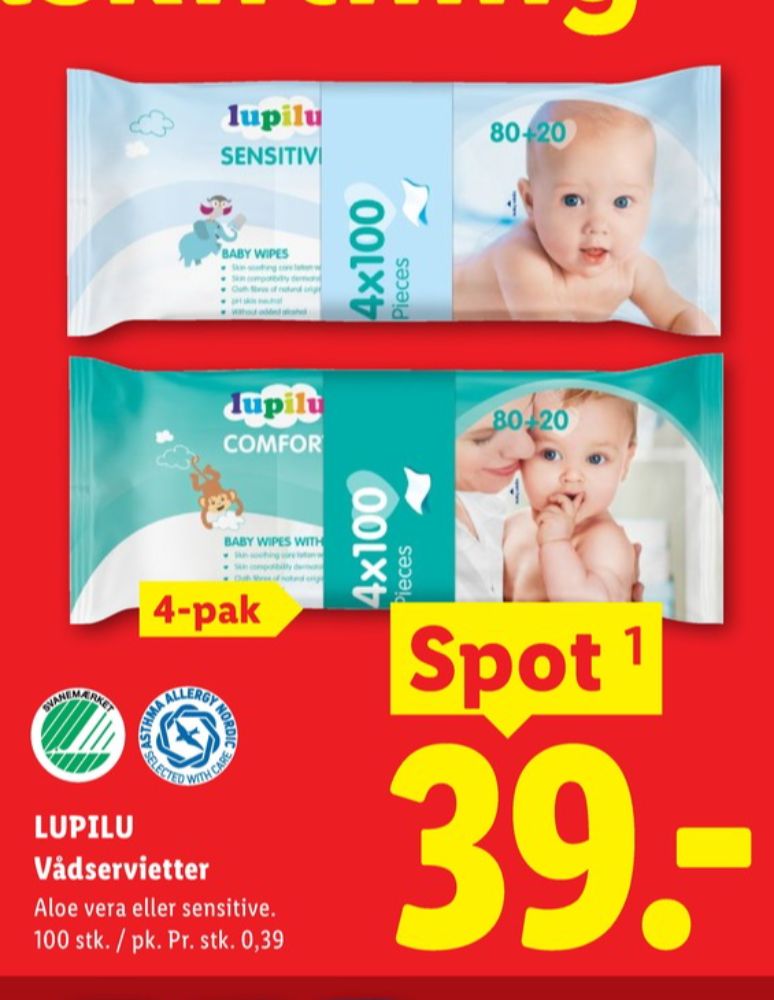 Lupilu, Vådservietter