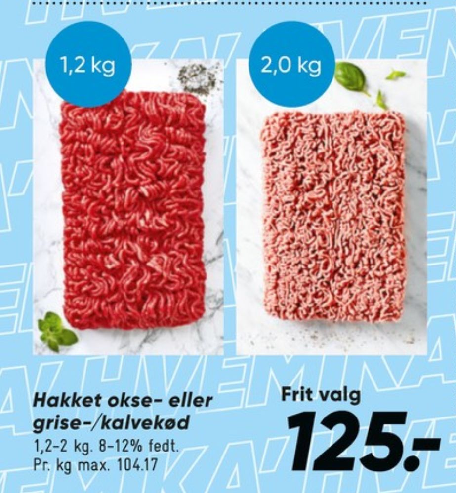 Hakket oksekød 8-12%