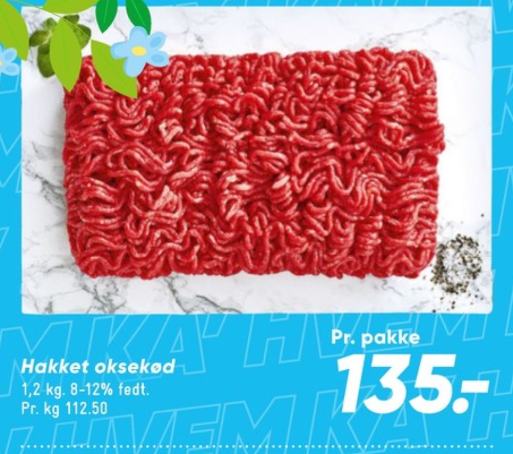 Hakket oksekød 8-12%