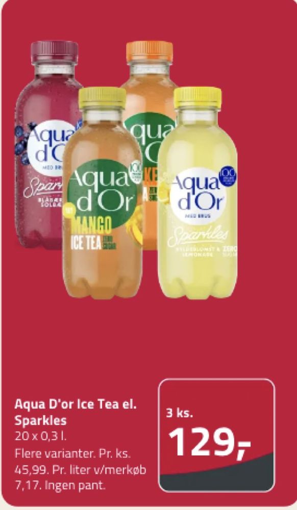 Aqua d'Or Sparkles, Mineralvand med brus blåbær og solbær 20 pk.