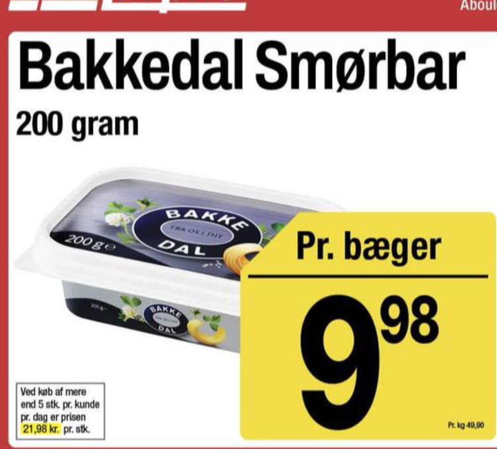 Bakkedal, Smørbar