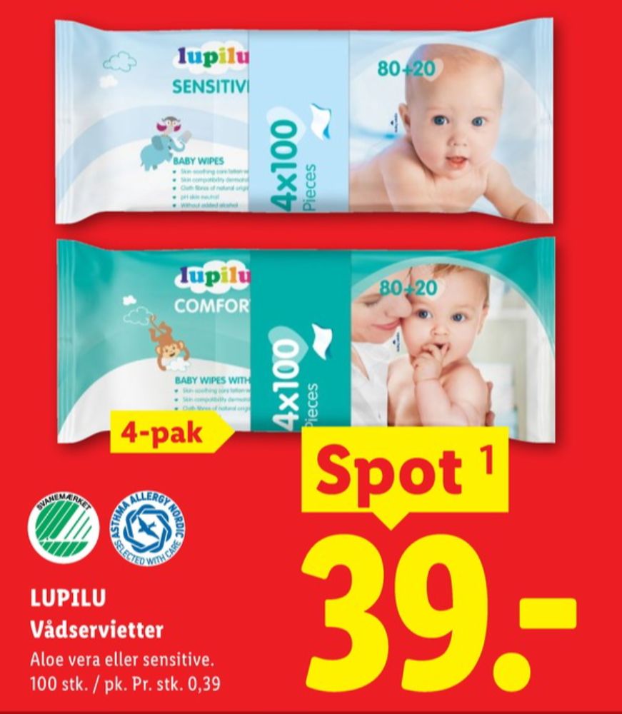 Lupilu, Vådservietter