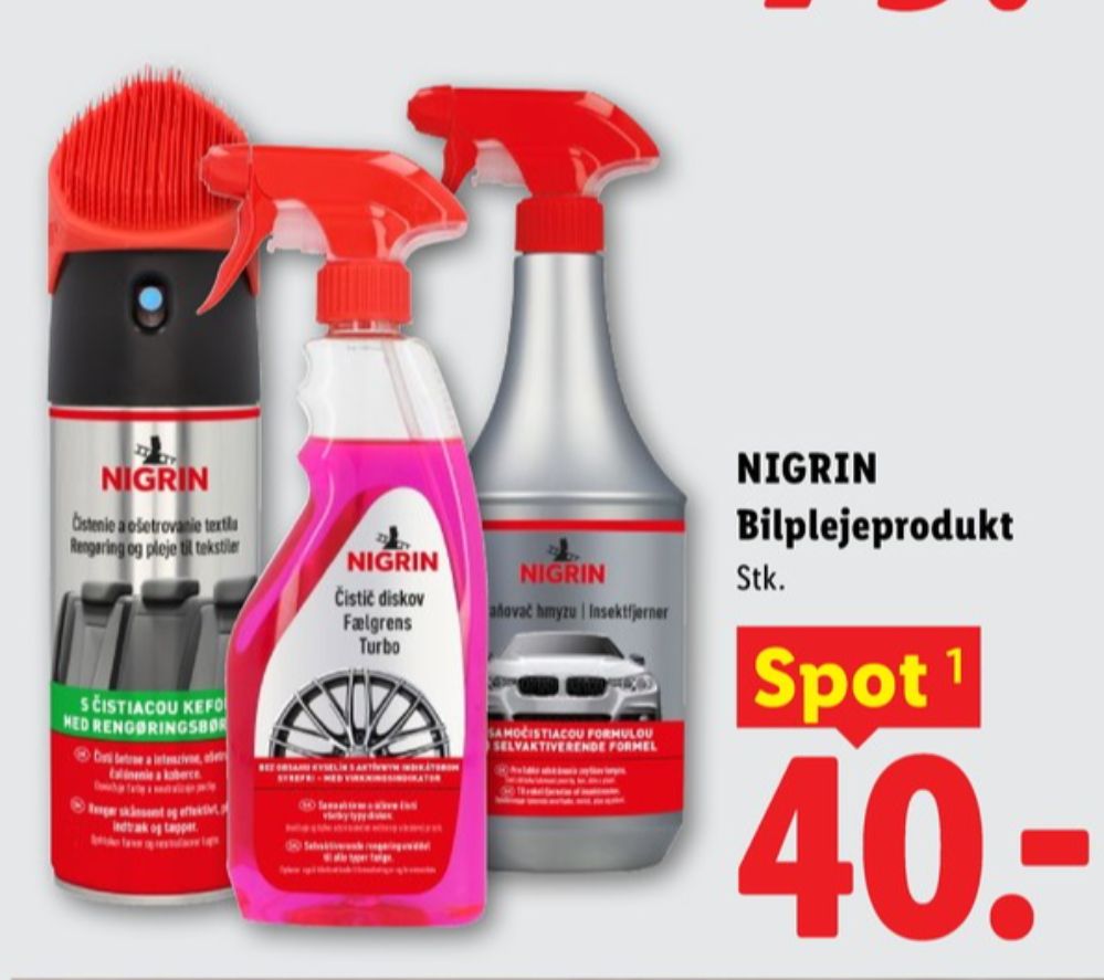 Nigrin, Autoprodukter
