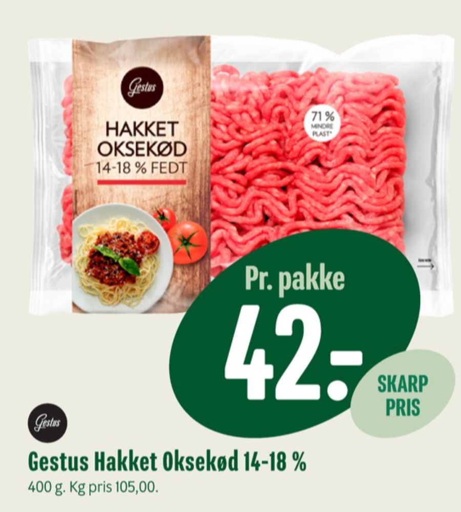 Gestus, Hakket oksekød 14-18%