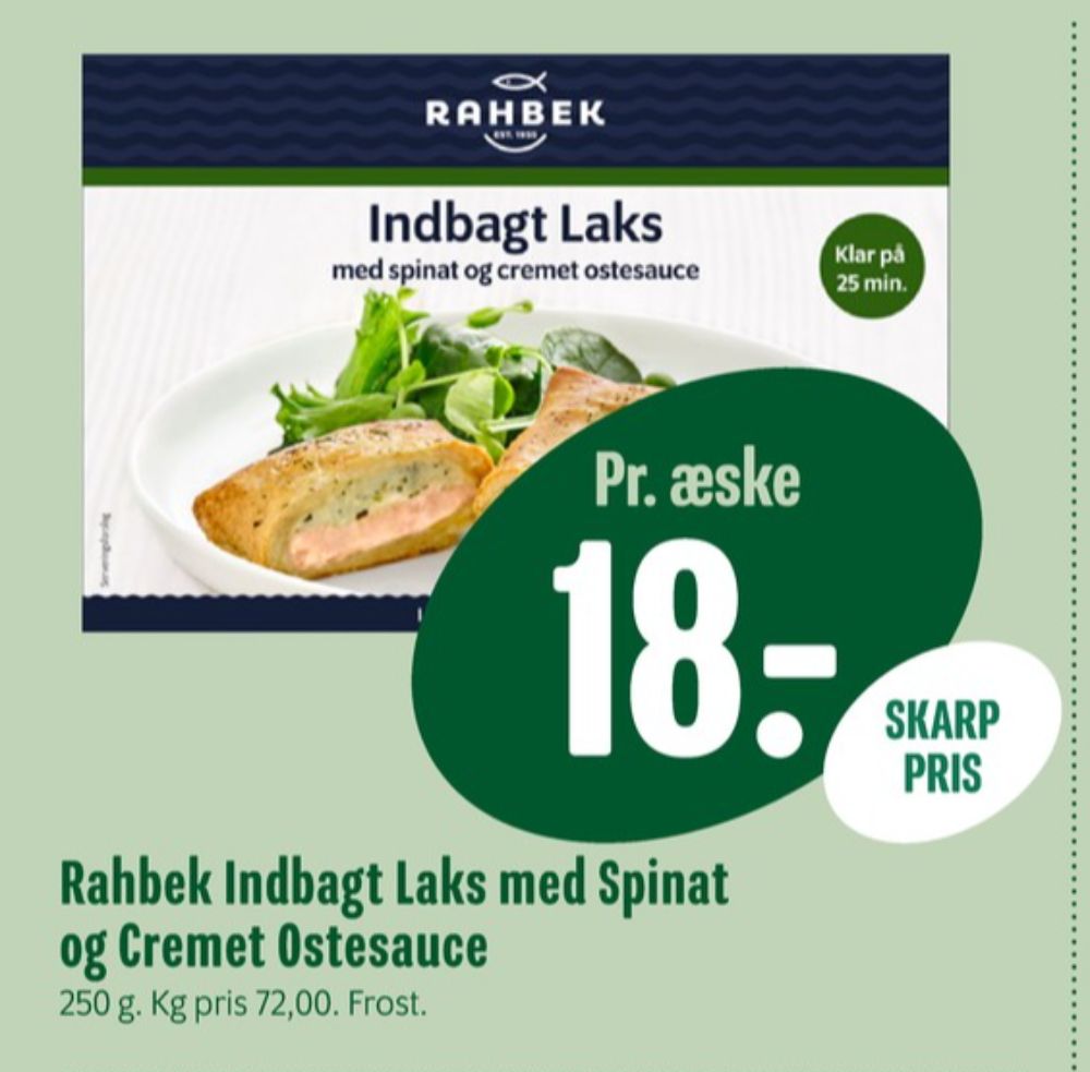 Rahbek, Indbagt Laks med Spinat og Ostesauce