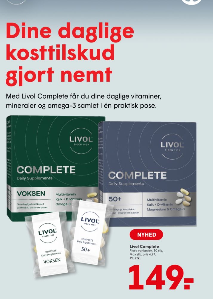 Livol, Kosttilskud