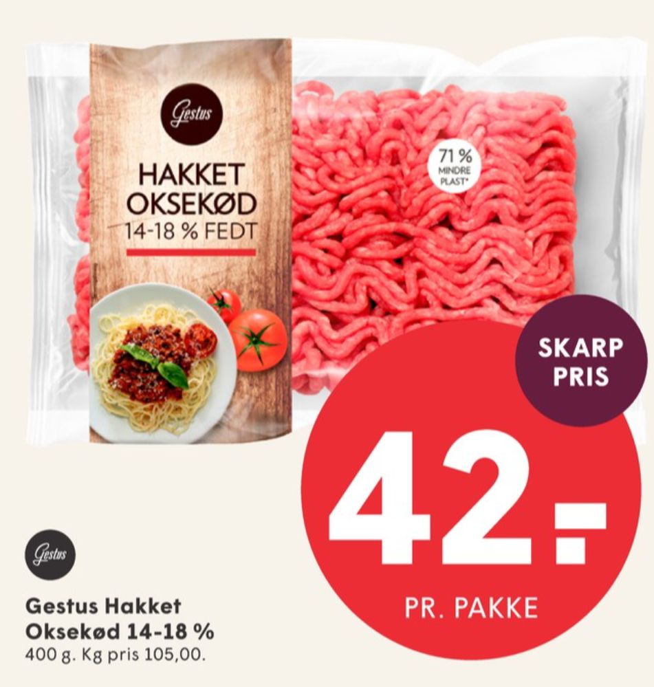 Gestus, Hakket oksekød 14-18%