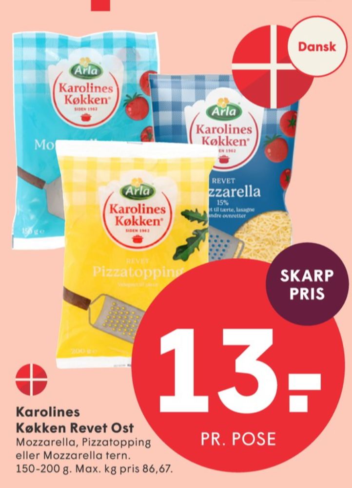 Karolines, Revet ost Pizzatopping