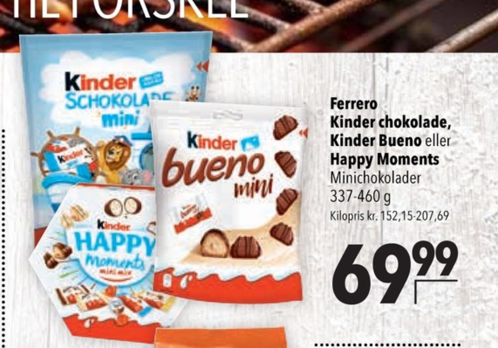 Kinder Happy Moments, Chokolade