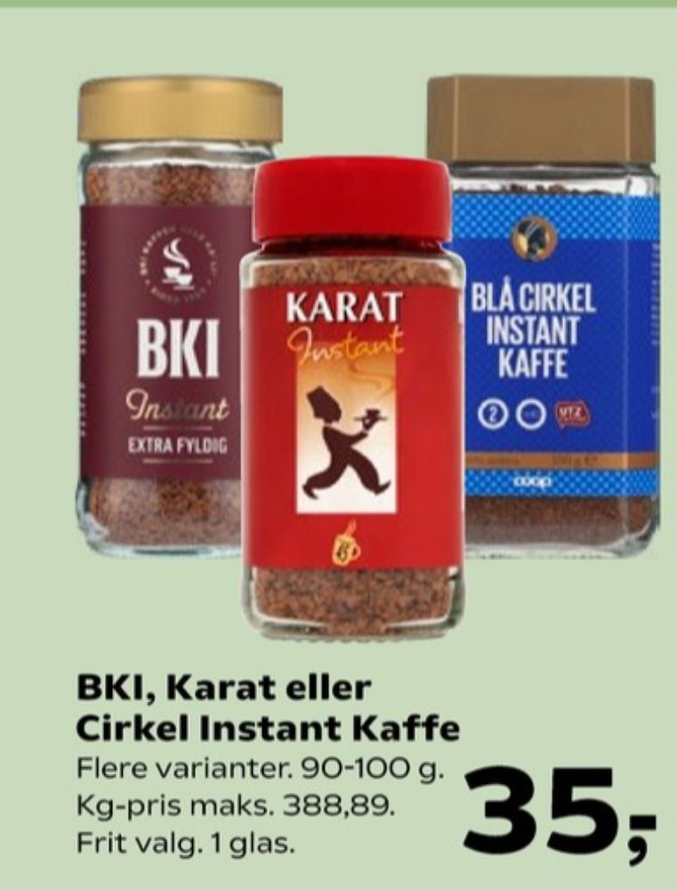 BKI Extra, Instant Kaffe