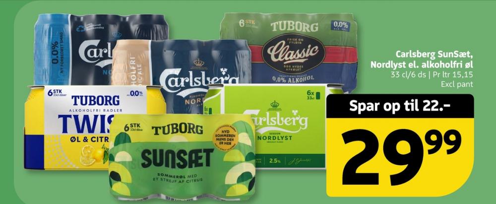 Carlsberg Nordic Ale, Øl - Alkoholfri 6 pk.