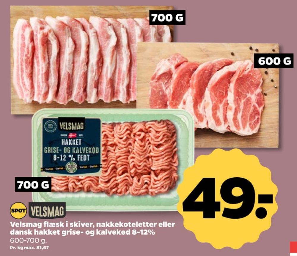 Velsmag, Hakket kalv og grisekød 8-12%