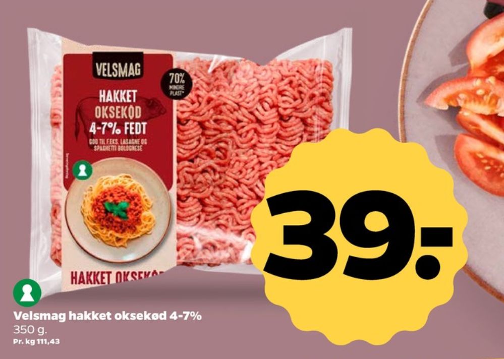 Velsmag, Hakket oksekød 4-7%