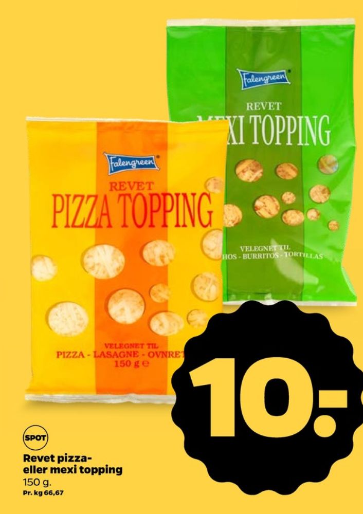 Falengreen, Revet ost Pizzatopping