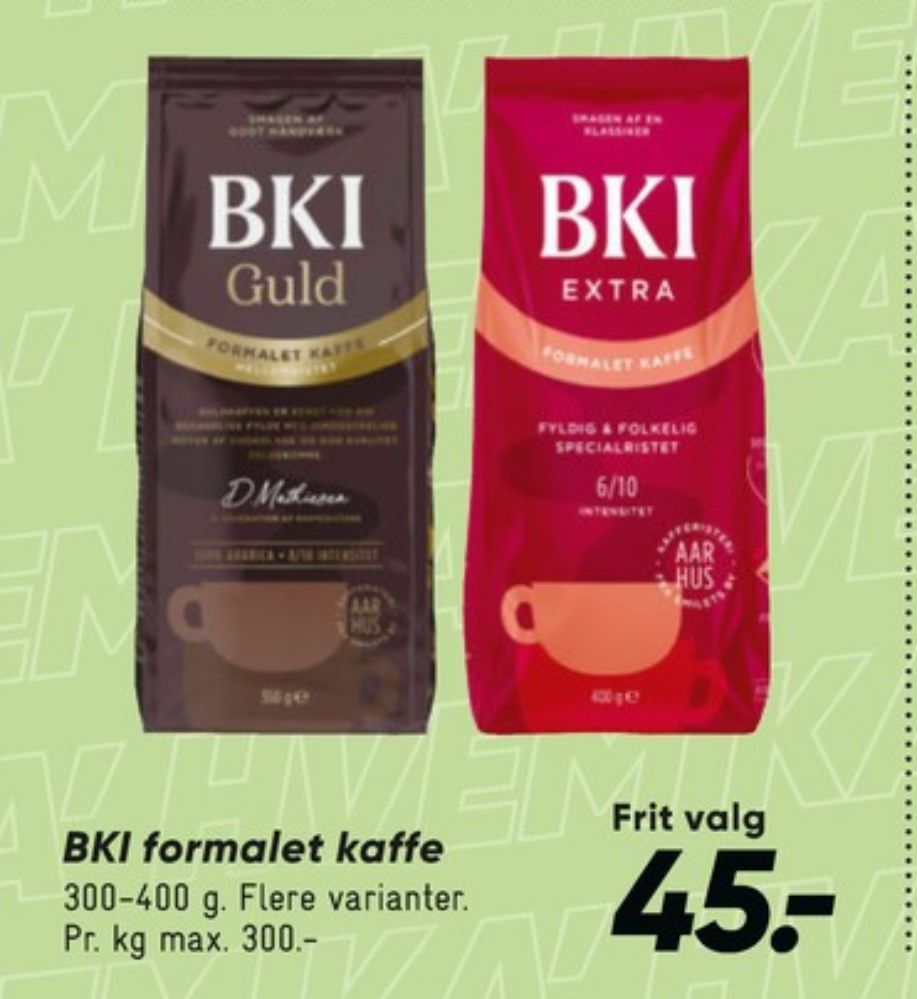 BKI Extra Specialristet, Kaffe Formalet