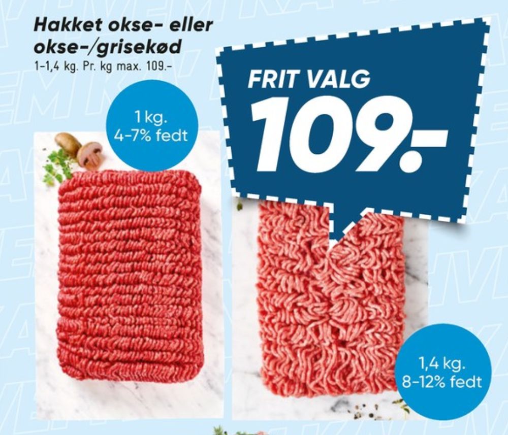 Hakket oksekød 4-7%