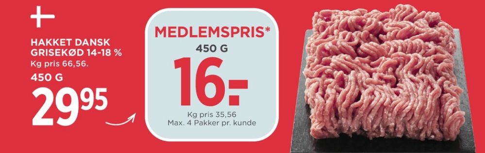 Gestus, Hakket grisekød 14-18%