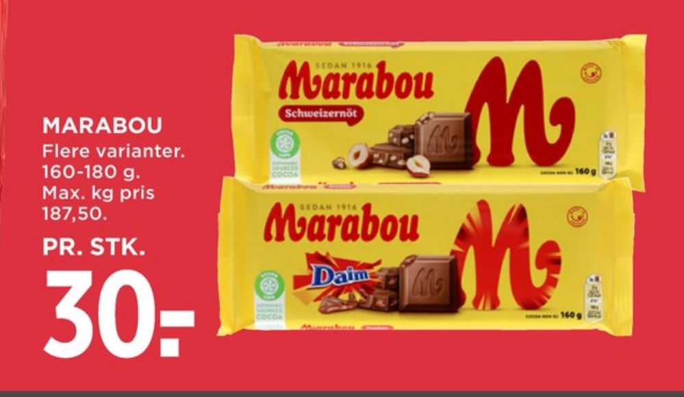 Marabou Daim, Chokoladeplade 