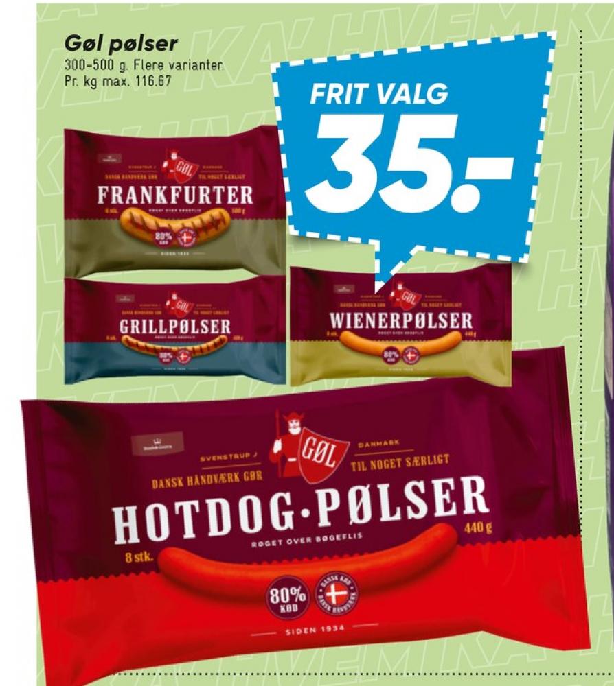 Gøl, Hotdogpølser