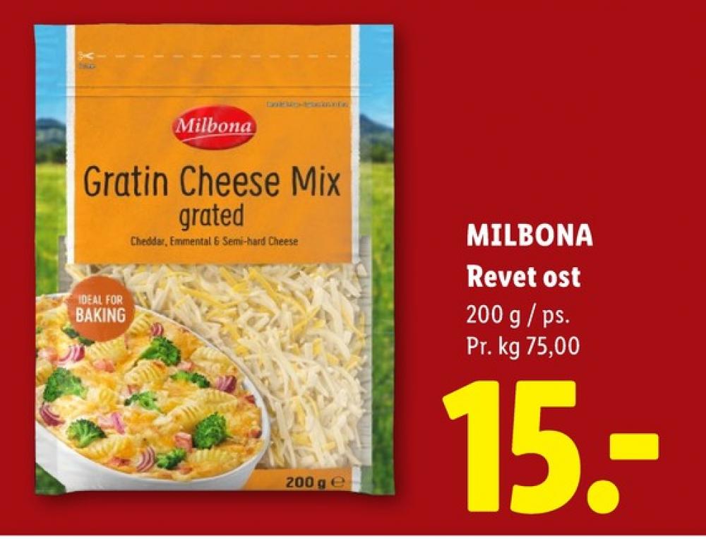 Milbona, Revet ost Gratin Cheese
