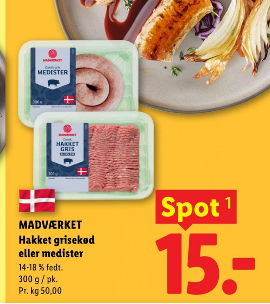 Madværket, Hakket grisekød 14-18%