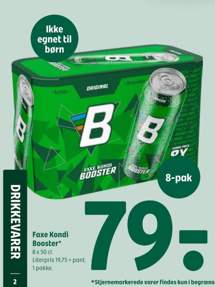 Faxe Kondi Booster Original, Energidrik 8 pk.