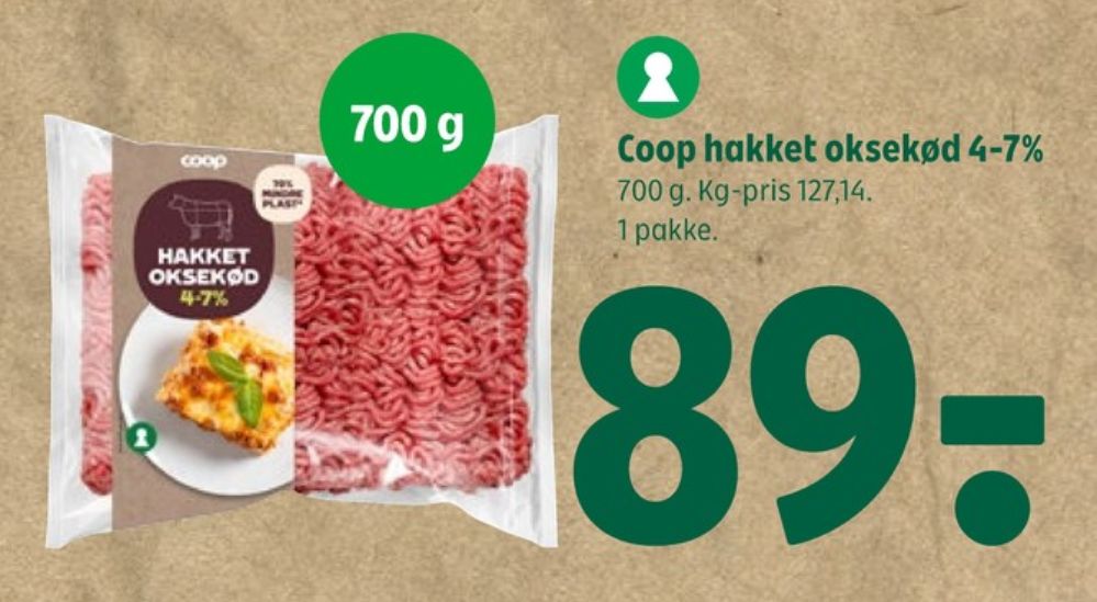 Coop, Hakket oksekød 4-7%
