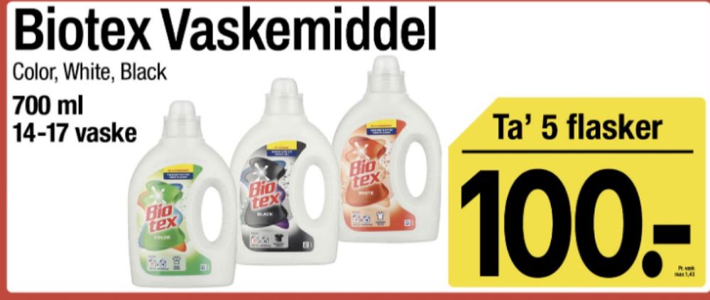 Biotex, Vaskemiddel-flydende