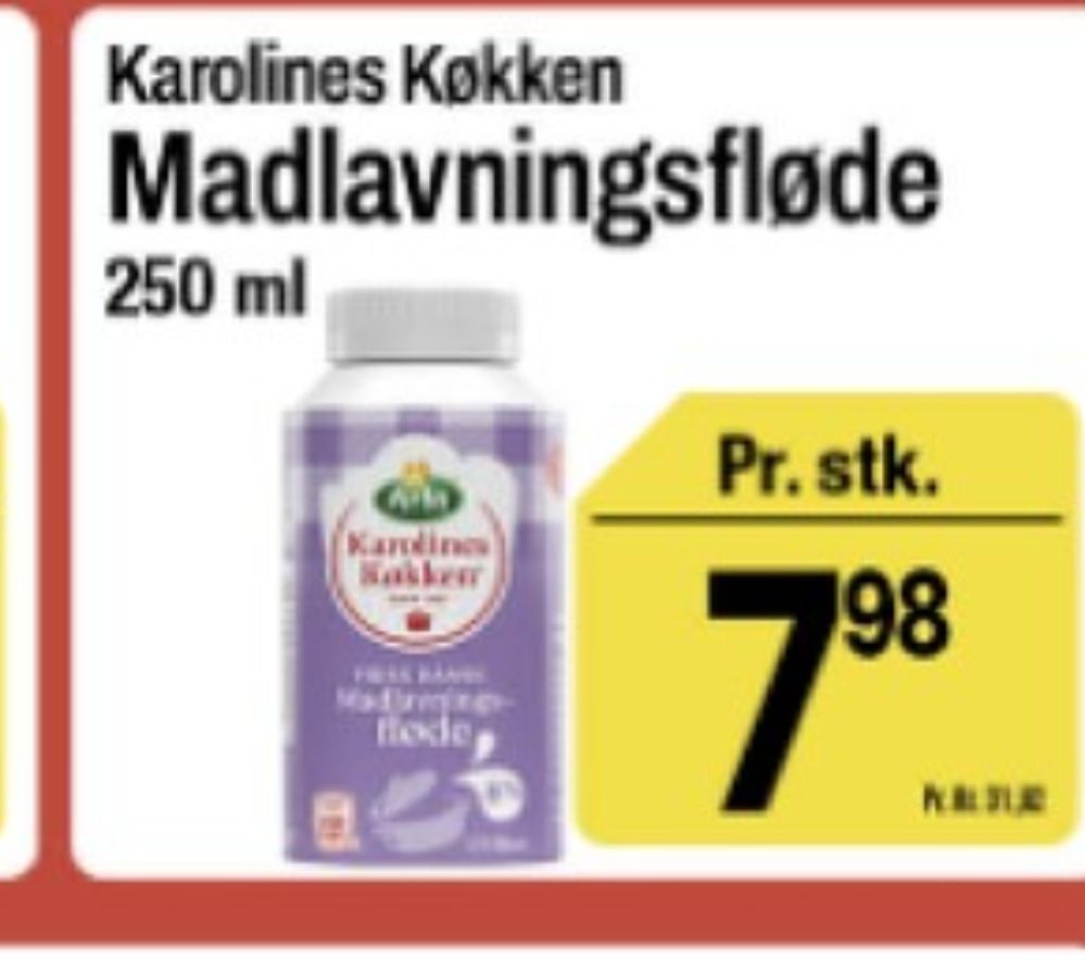 Karolines, Madlavningsfløde 8%