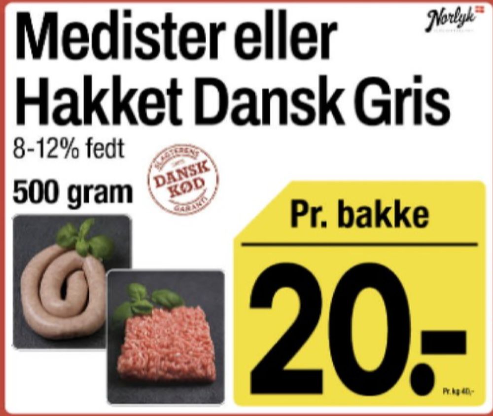 Norlyk Slagter, Hakket grisekød 8-12%