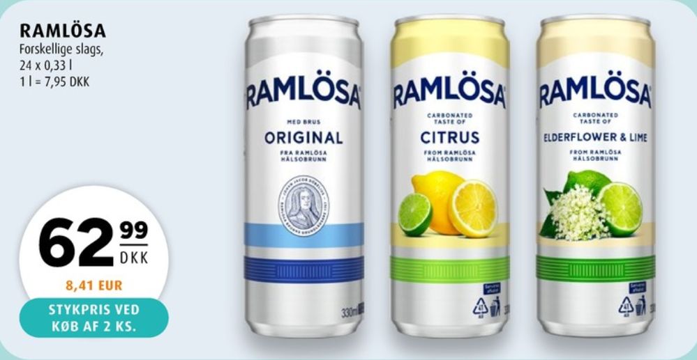 Ramlösa Citrus, Mineralvand med brus 24 pk.