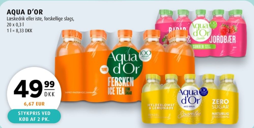 Aqua d'Or Sparkles, Mineralvand med brus hyldeblomst og citron 20 pk.