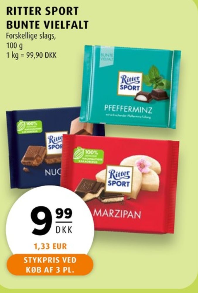 Ritter Sport, Chokoladeplade Pfeffermintz