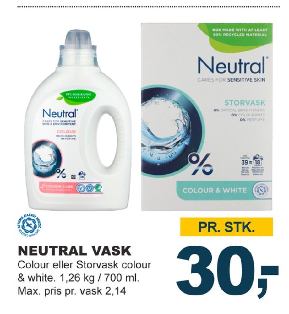 Neutral, Vaskepulver