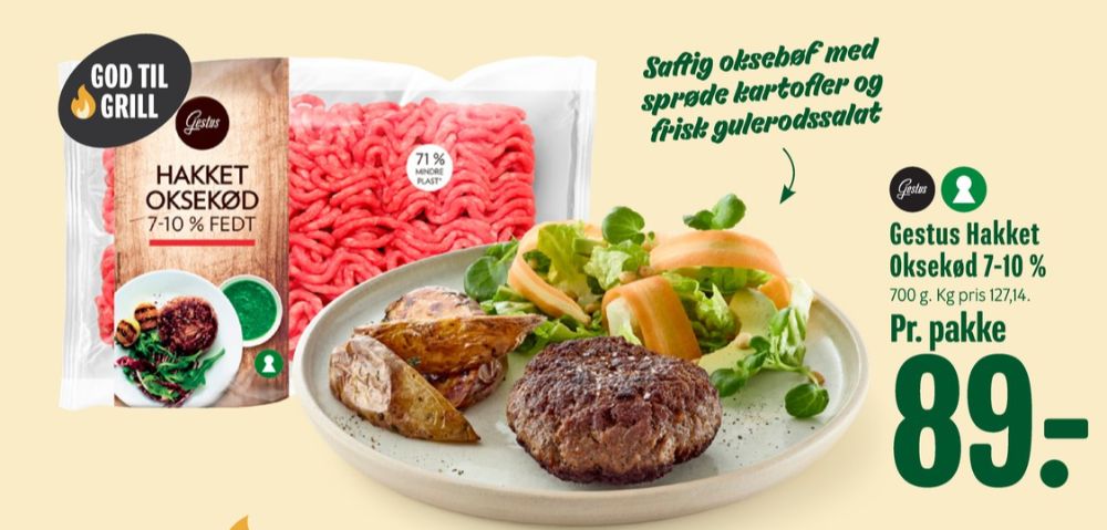 Gestus, Hakket oksekød 7-10%