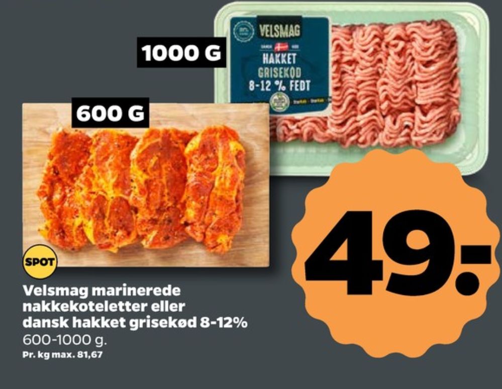 Velsmag, Hakket grisekød 8-12%