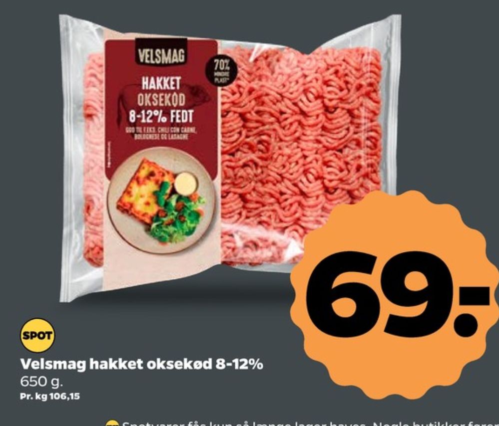 Velsmag, Hakket oksekød 8-12%