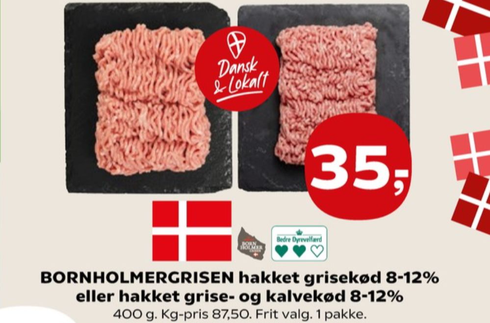 Bornholmergrisen, Hakket grisekød 8-12%