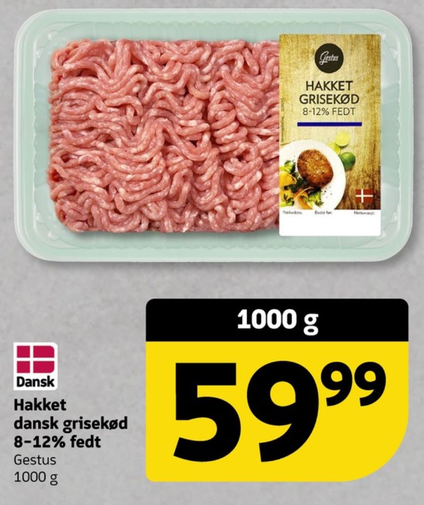 Gestus, Hakket grisekød 8-12%