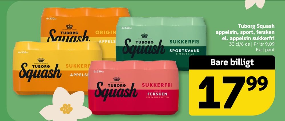 Tuborg Squash, Appelsinsodavand Sukkerfri 6 pk.