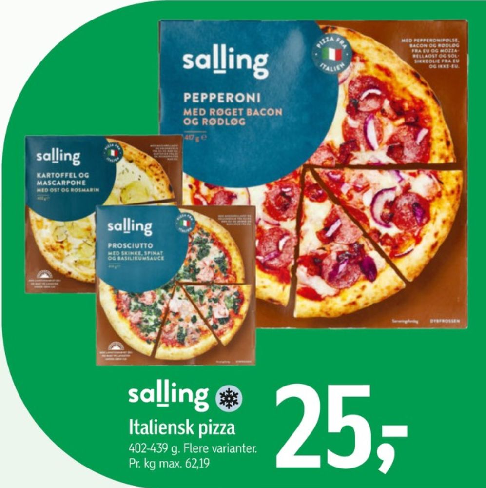 Salling, Pepperoni Røget Bacon og Rødløg Pizza