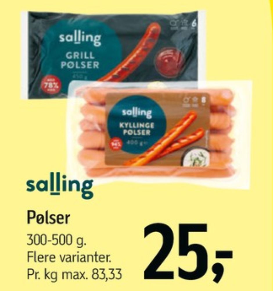 Salling, Kyllingepølser