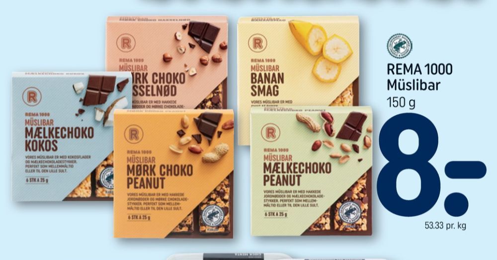Rema 1000, Mælkechoko Peanut Müslibar