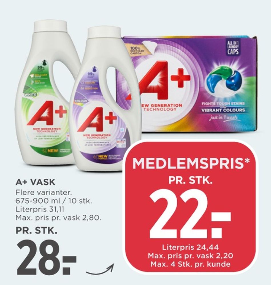 A+, Vaskemiddel-flydende