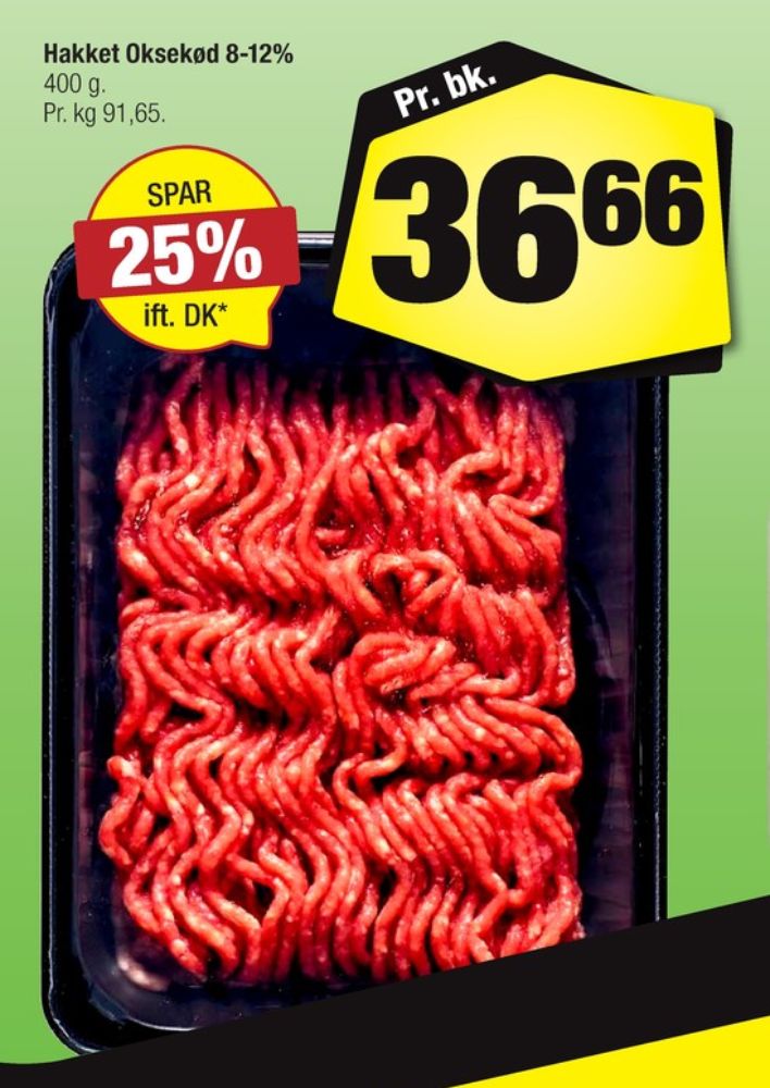 Hakket oksekød 8-12%